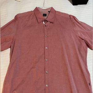 Hugo Boss Luxury Button-Up Shirt in Salmon Tone